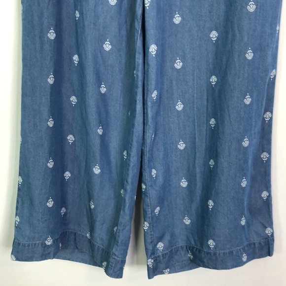 LOFT Outlet Women's Mosaic Soft Chambray Wide Leg Crop Pants Size 6 - Picture 5 of 11